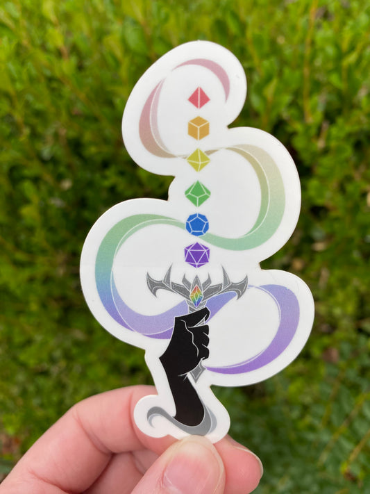 Dice Sword Sticker (Rainbow)